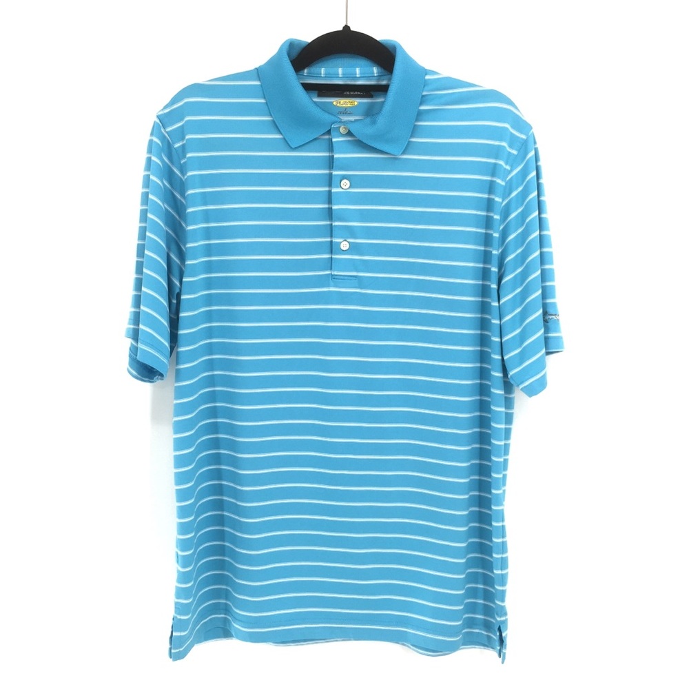 Greg Norman Blue  Striped Performance Shirt